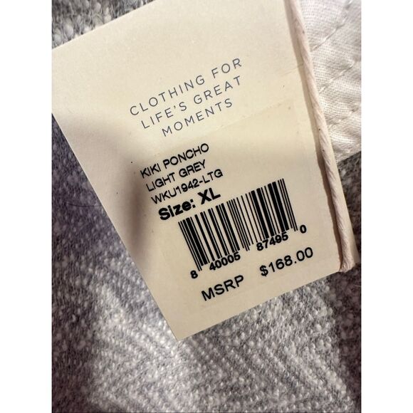 Faherty Women’s Kiki Poncho Hoodie Light Grey, size XL - Picture 3 of 10